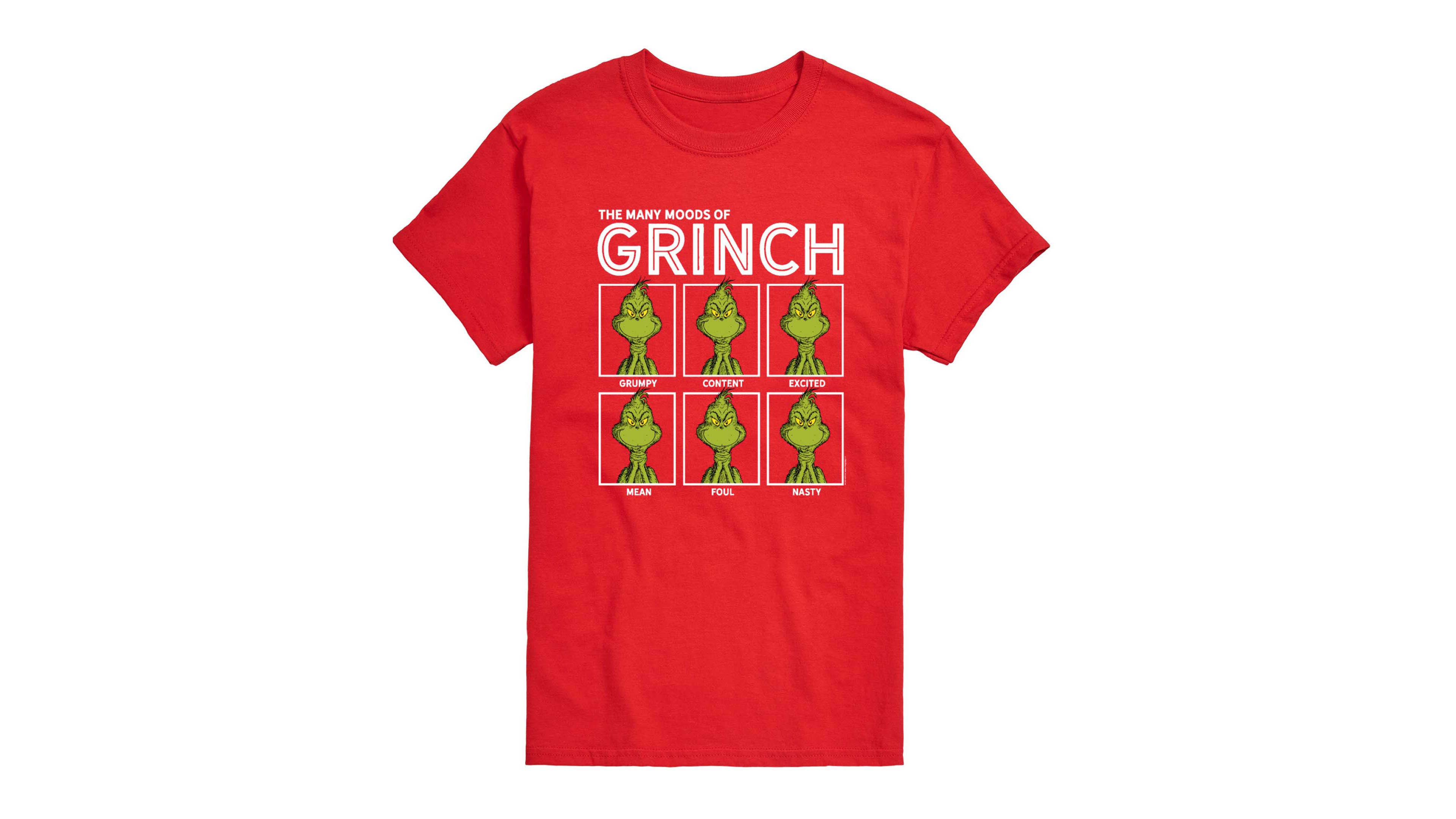Airwaves Men's Many Moods of Grinch Graphic Print T-Shirt