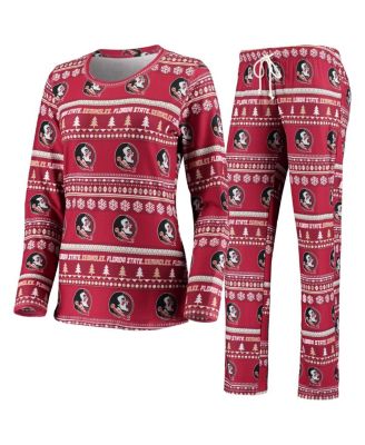 Concepts Sport - Women's Garnet Florida State Seminoles Holiday Long Sleeve Top Pants Sleep Set