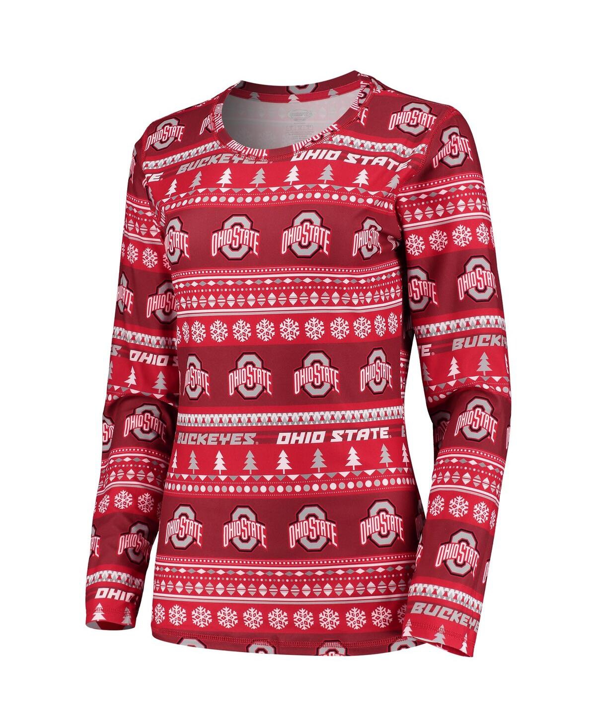 Concepts Sport Women's 2-piece Garnet Florida State Seminoles Holiday Long Sleeve Top And Pants Sleep Set In Red