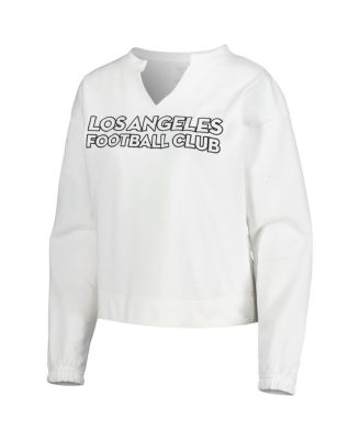 Women's White LAFC Sunray Notch Neck Long Sleeve Top