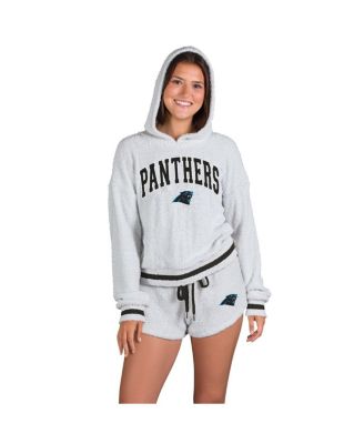 Concepts Sport - Women's Gray Carolina Panthers Whitley Long Sleeve Hoodie Top Shorts Set