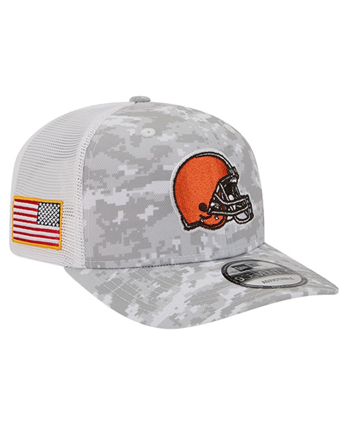 New Era Men's Gray Cleveland Browns Salute to Service Fan Pack 9SEVENTY Trucker Adjustable Hat