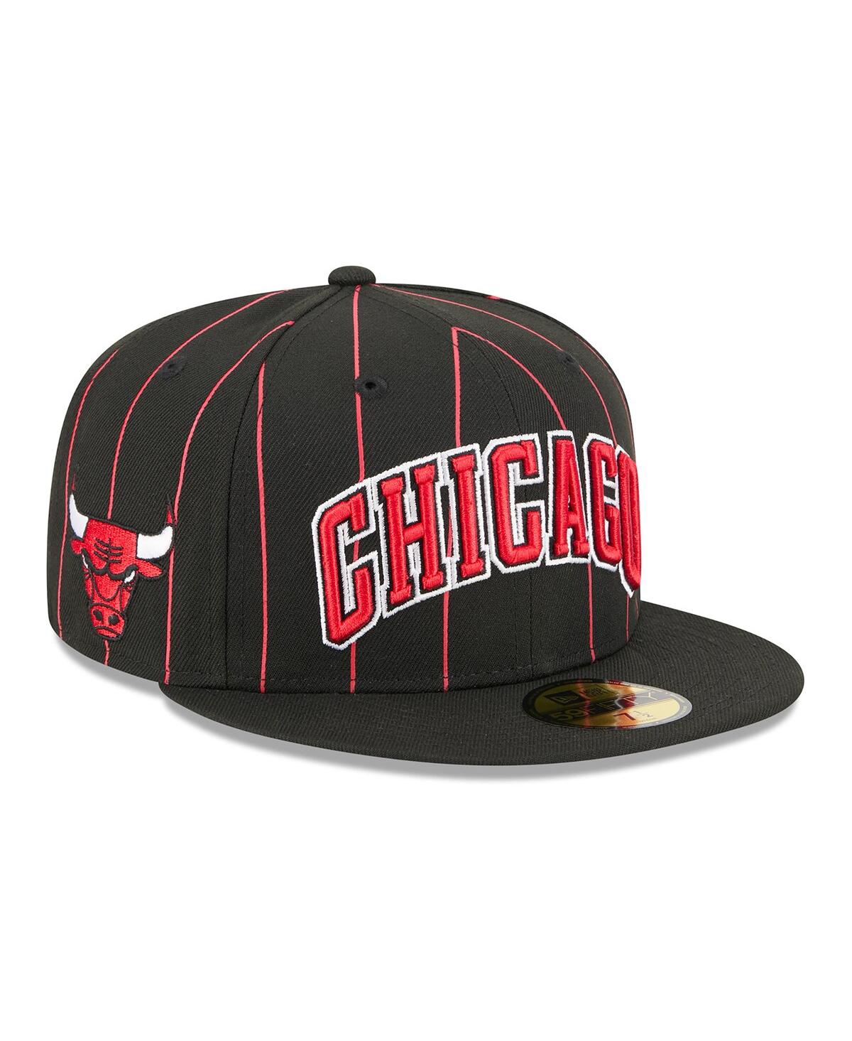 New Era Men's Black Chicago Bulls Jersey Hook Statement Edition 59FIFTY Fitted Hat - Black