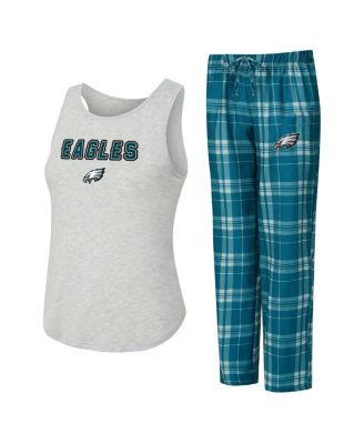 Concepts Sport - Women's Heather Gray/Green Philadelphia Eagles Regulate Plaid Tank Top Pants Sleep Set