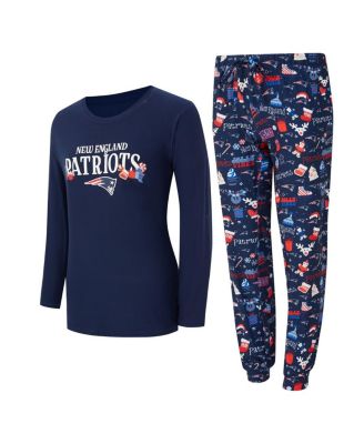 Concepts Sport - Women's Navy New England Patriots Chesnut Long Sleeve T-Shirt and Pant Sleep Set