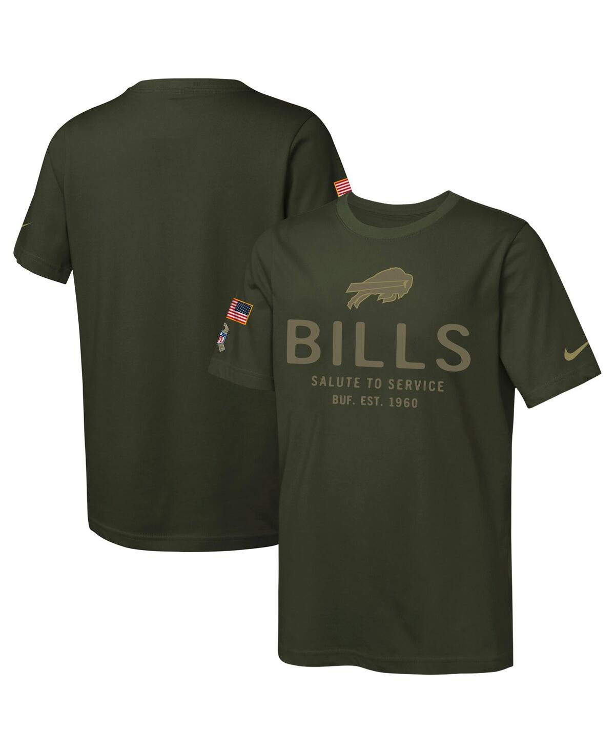 Nike Big Boys and Girls Olive Buffalo Bills 2025 Salute to Service Sideline Dri-fit T-Shirt