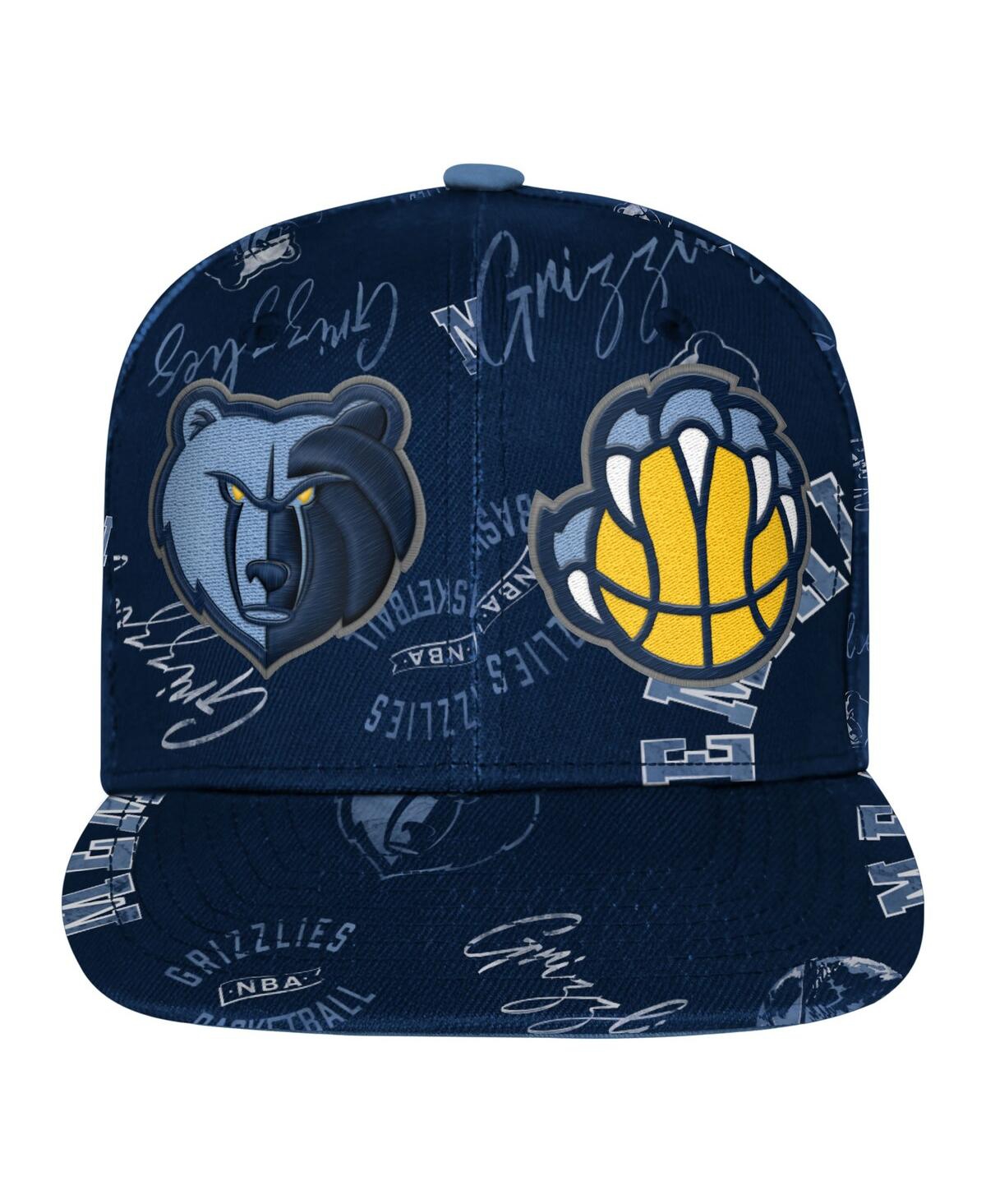 Outerstuff Big Boys And Girls Navy Memphis Grizzlies Street Hooper Allover Print Snapback Hat In Blue