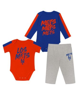 Outerstuff - Baby Boys and Girls New York Mets Double Down Bodysuit and Pants 3-Piece Set