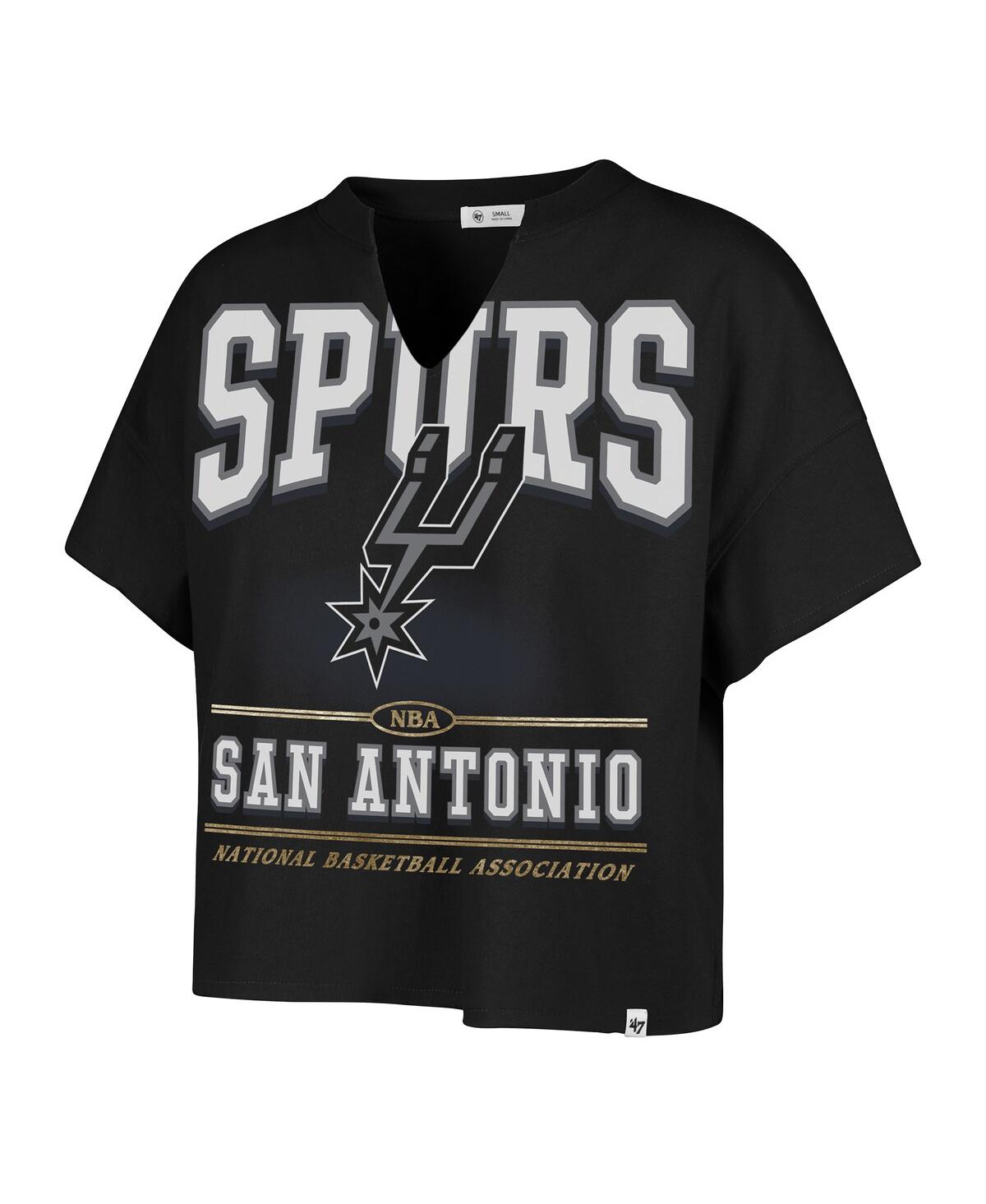 '47 Brand Women's Black San Antonio Spurs Elation Oversized Notch Neck T-Shirt