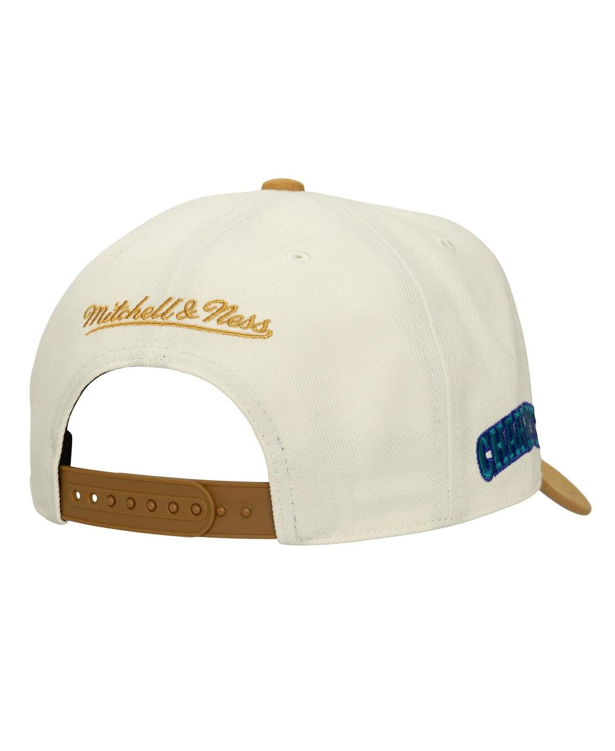 Mitchell & Ness Men's Cream Charlotte Hornets Ochre Dusted Double Two-toned Pro Crown Adjustable Hat In White