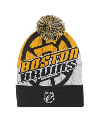 Big Boys and Girls Black Boston Bruins New Edge Cuffed with Pom Knit Hat