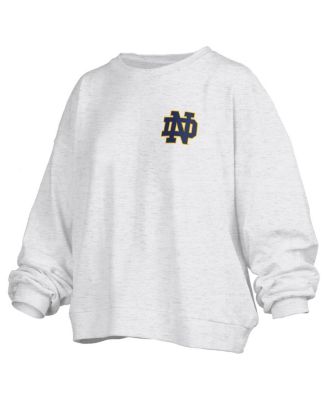 Women's Oatmeal Notre Dame Fighting Irish Waist Length Oversized Janise M&eacute;lange Sweatshirt