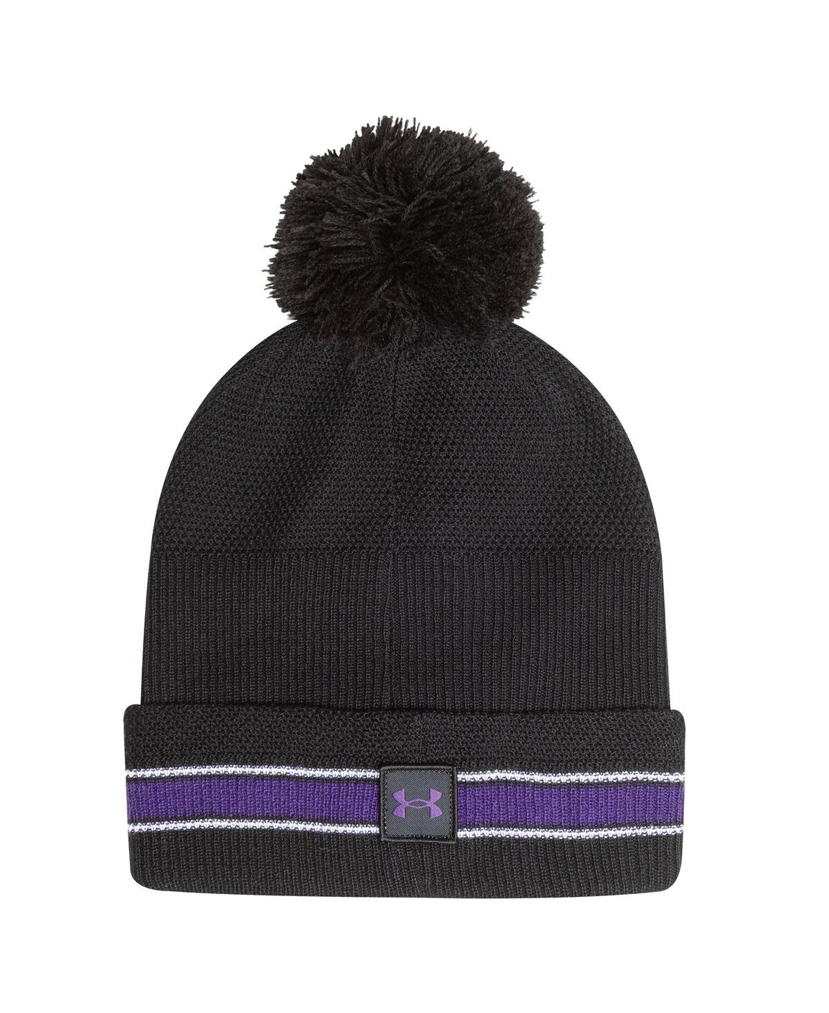 Under Armour Men's Black Northwestern Wildcats City Collection Drive Cuffed with Pom Knit Hat