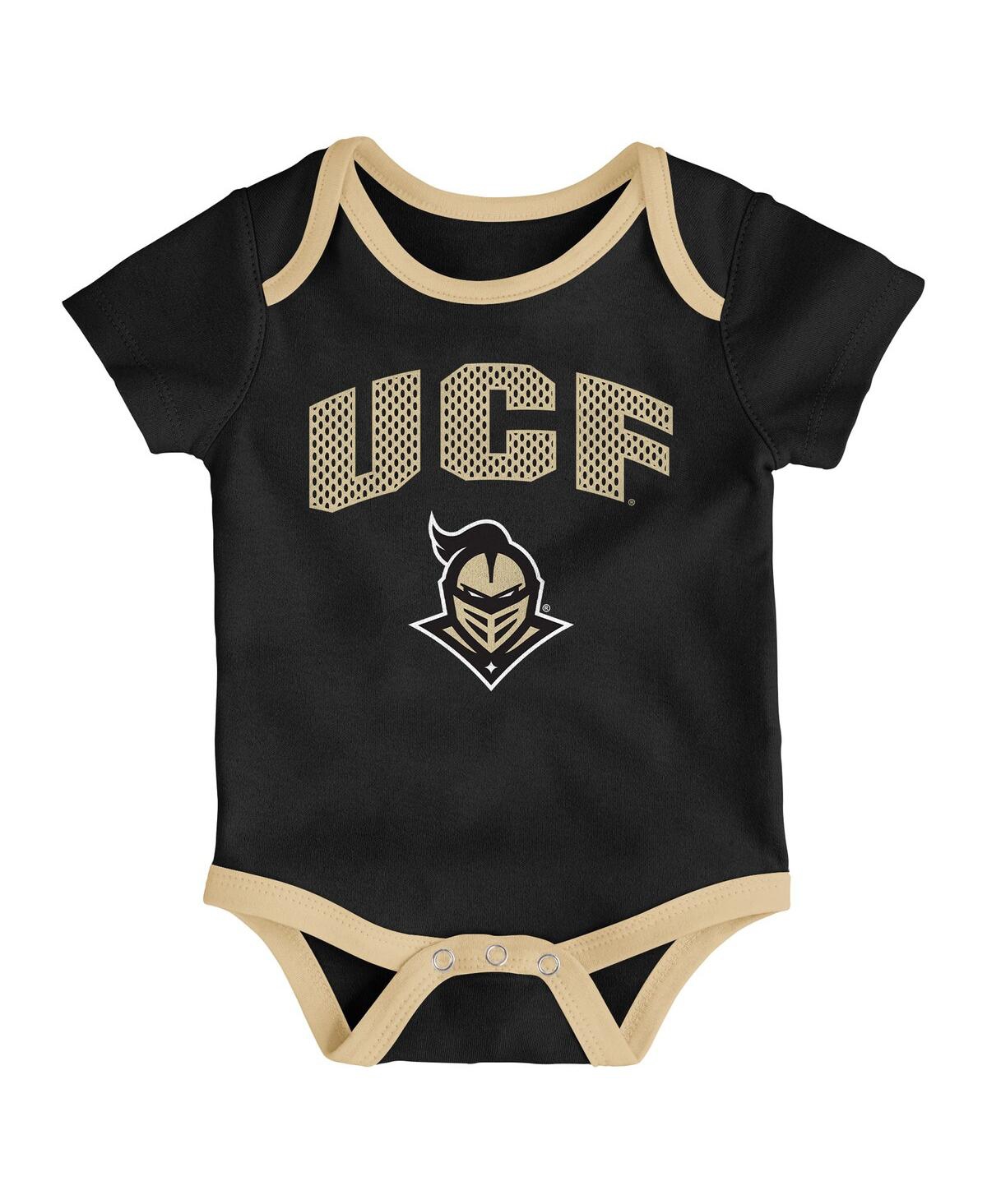 Outerstuff Baby Boys And Girls 3-pack Black Ucf Knights All Day Play Bodysuit Set In Multi