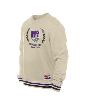 Men's White Sacramento Kings Throwback Vintage Pullover Sweatshirt