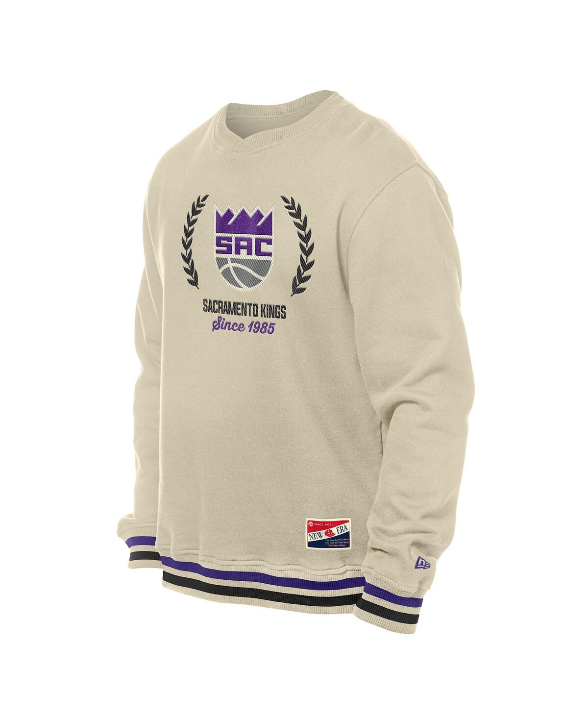 New Era Men's White Sacramento Kings Throwback Vintage Pullover Sweatshirt In Nude