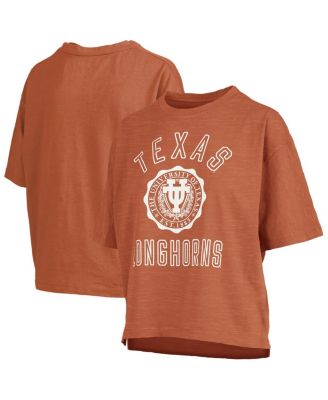 Pressbox - Women's Texas Orange Texas Longhorns Motley Crew Bishop Waist Length Oversized T-Shirt