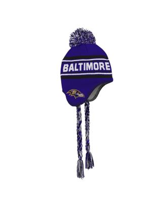 Outerstuff - Big Boys and Girls Purple Baltimore Ravens Jacquard Tassel Knit Hat with Pom
