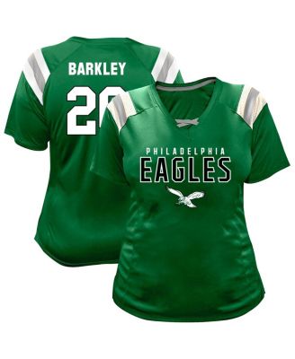 Fanatics - Women's Saquon Barkley Kelly Green Philadelphia Eagles Plus Size Name Number Raglan Lace V-Neck T-Shirt