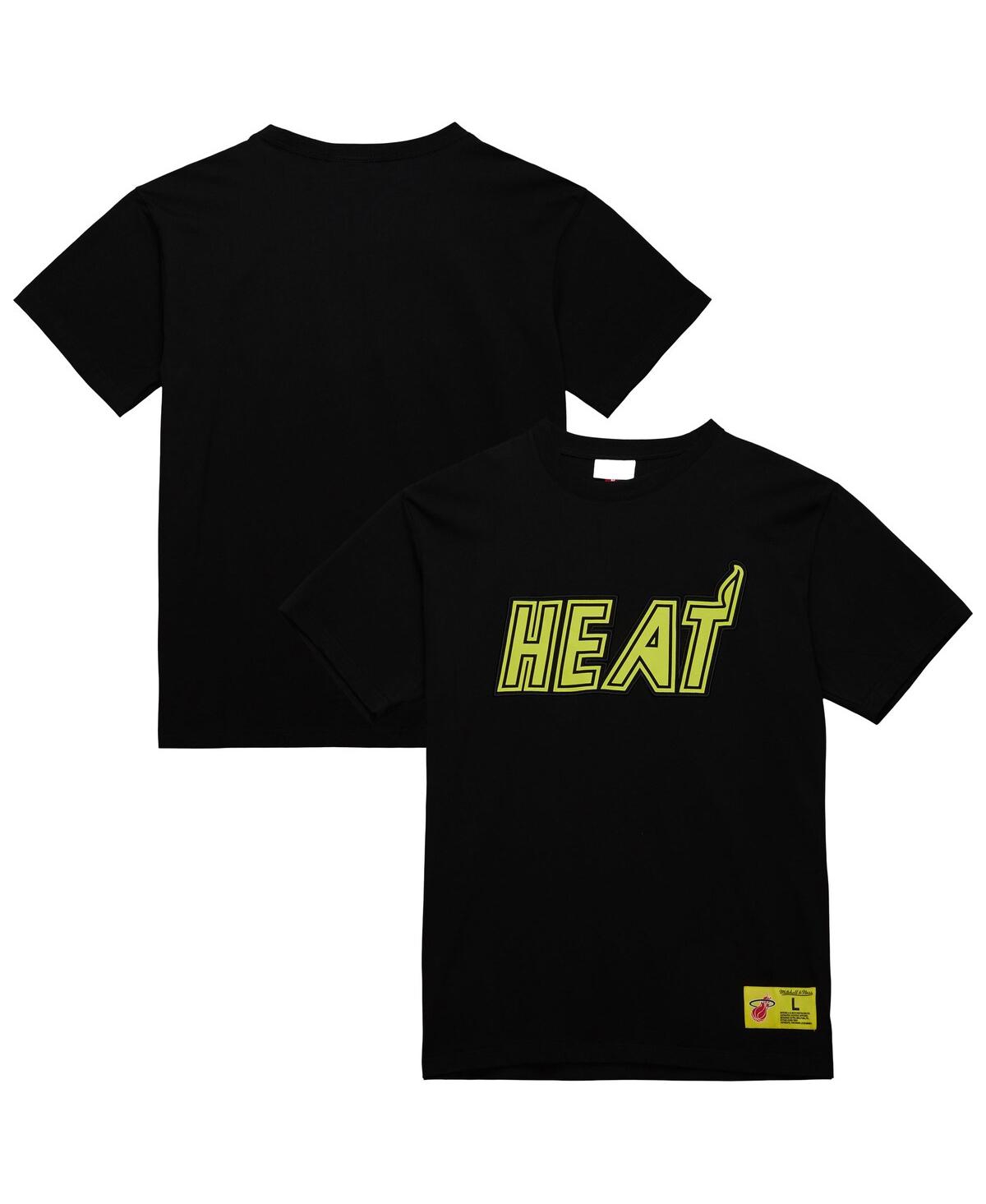 Mitchell & Ness Men's Black Miami Heat Hardwood Classics Neon Nights Premium T-Shirt