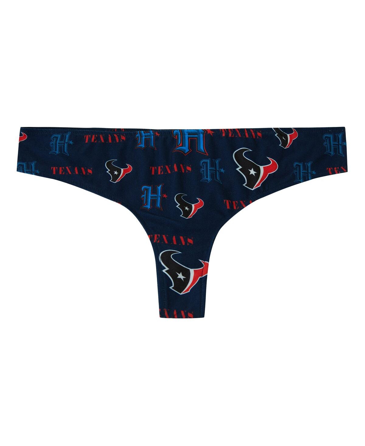 Concepts Sport Women's Navy Houston Texans Mosaic All Over Print Thong In Blue