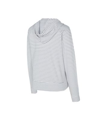 Women's White/Gray Boston Red Sox Liftoff Striped V-Neck Hoodie