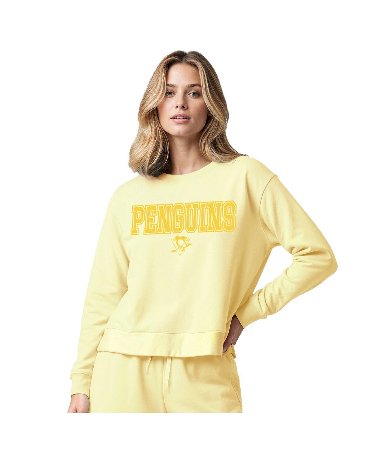 Concepts Sport Women's Yellow Pittsburgh Penguins Tonal Pullover Tri-blend Sweatshirt