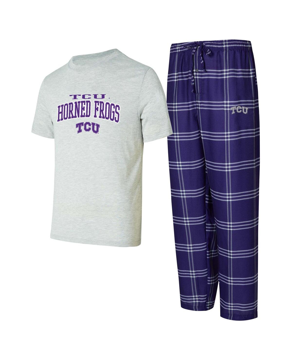 Concepts Sport Men's 2-Piece Purple/Gray Tcu Horned Frogs Top and Pants Sleep Set
