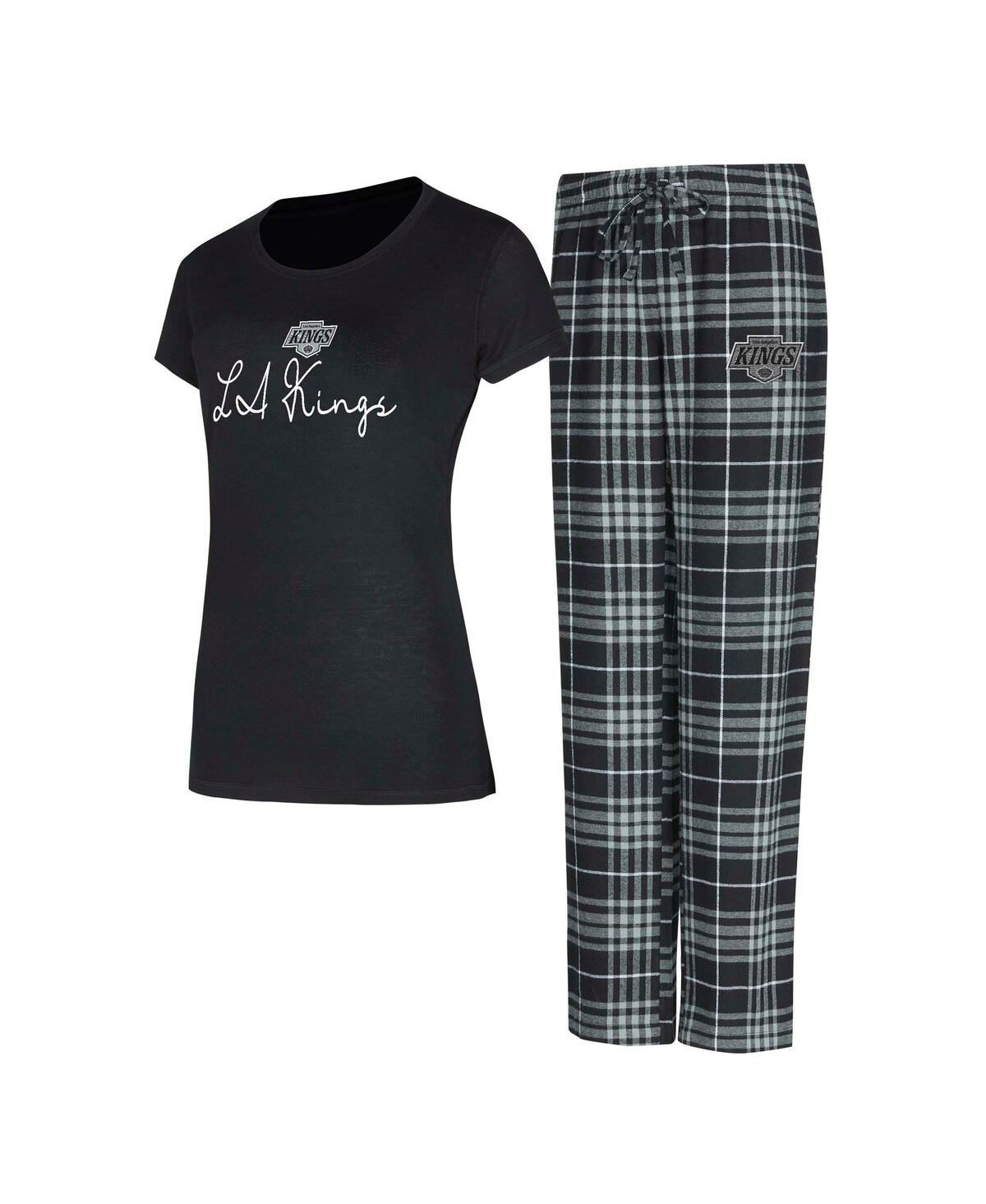 Concepts Sport Women's 2-piece Black Los Angeles Kings Vector Top And Pants Sleep Set In Black