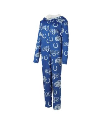 Women's Royal Indianapolis Colts Roadway Allover Print Microfleece Full-Zip Union Suit