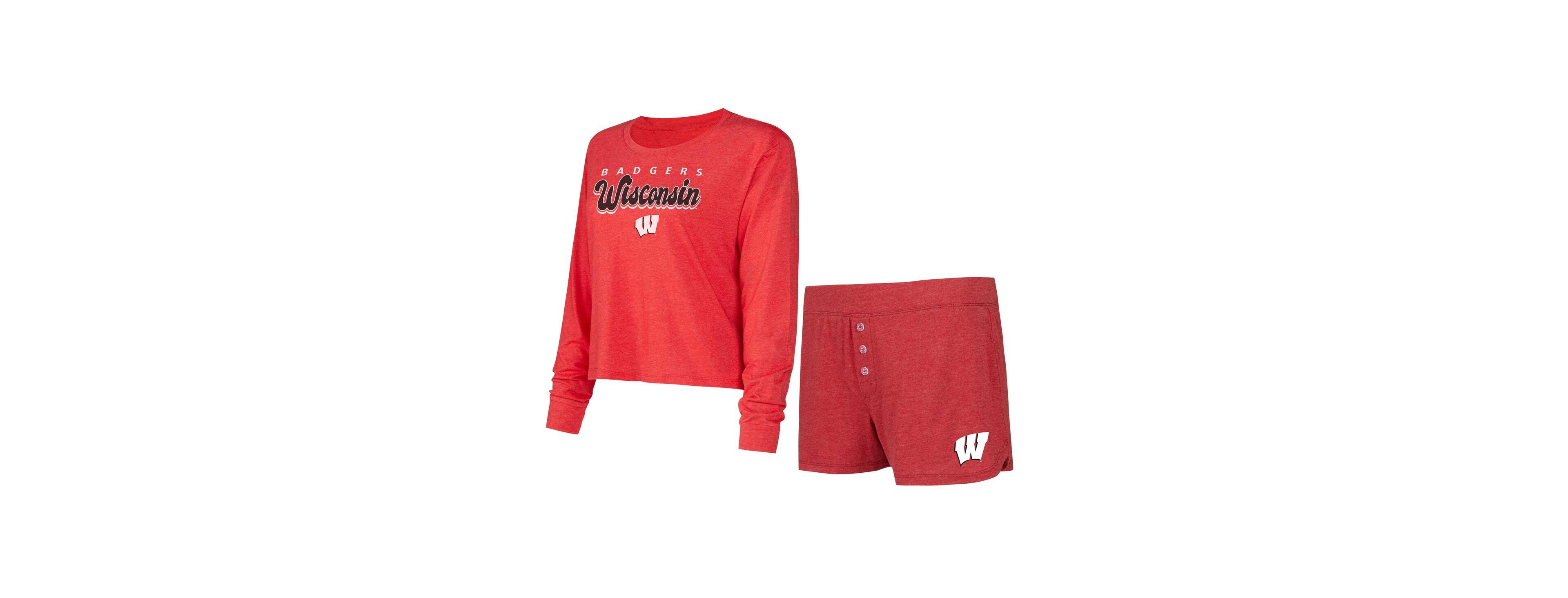 Concepts Sport Women's 2-Piece Red Wisconsin Badgers Team Color Long Sleeve Top and Shorts Set