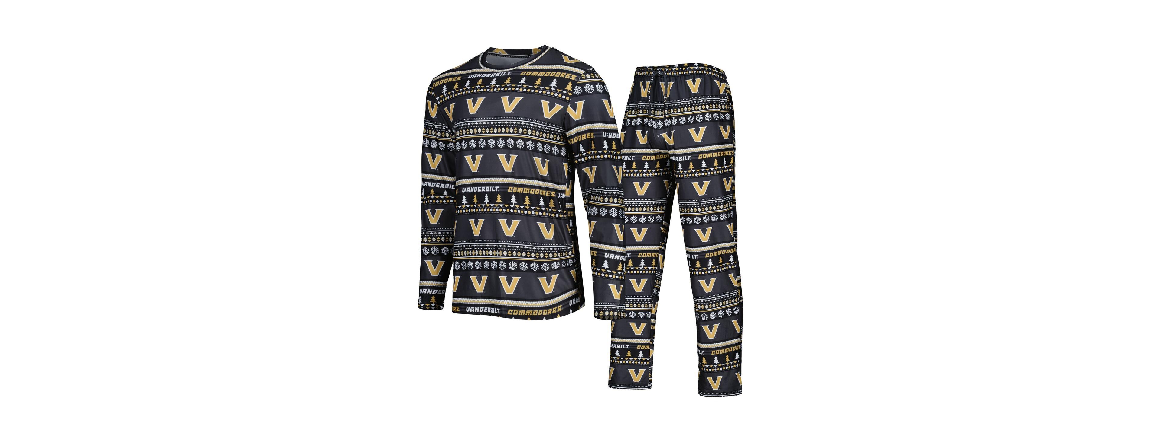 Concepts Sport Men's 2-Piece Black Vanderbilt Commodores Swivel Long Sleeve Top and Pants Sleep Set