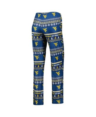 Women's 2-Piece Navy West Virginia Mountaineers Holiday Long Sleeve Top and Pants Sleep Set