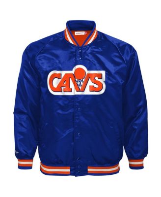 Big Boys and Girls Blue Cleveland Cavaliers Hardwood Classics Satin Raglan Full-Snap Jacket