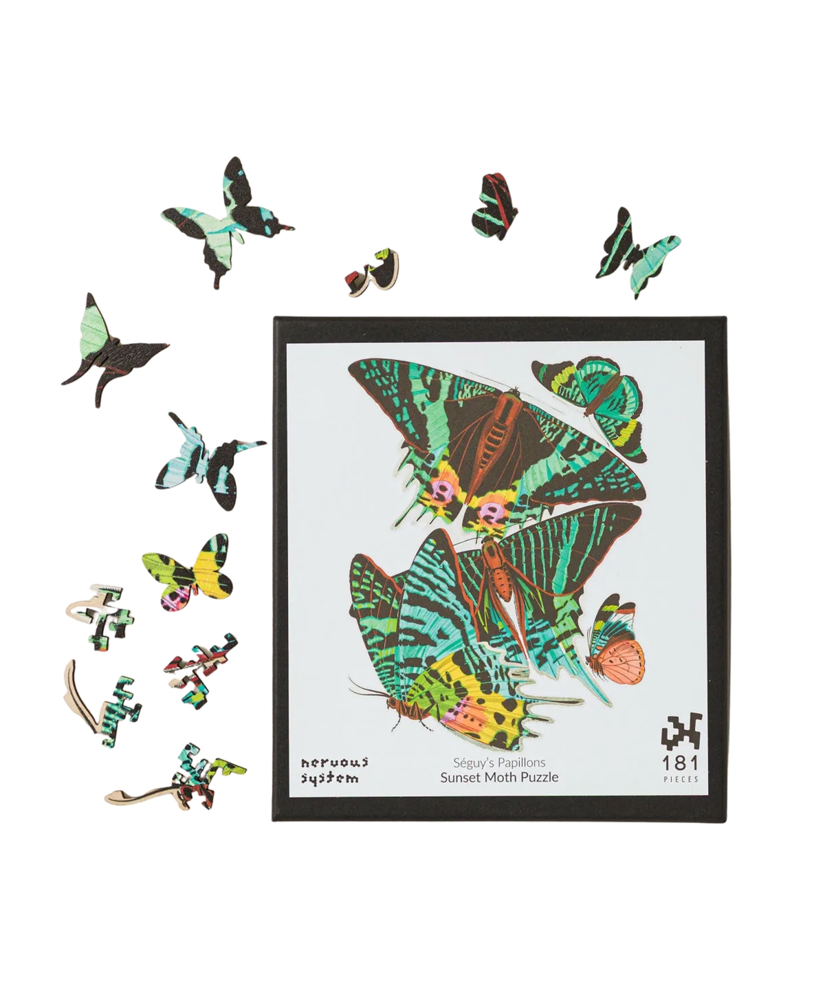 Uncommon Goods Twilight Wings Matrix-Cut Moth Wooden Jigsaw Puzzle, 181 Pieces