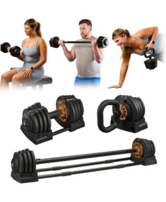 Adjustable Dumbbells Set with Rack - Quick Adjust Weights, Secure Grip, Compact Design for Home Gym - Available in 15lb, 25lb, 43lb, 55lb, and 90lb Options