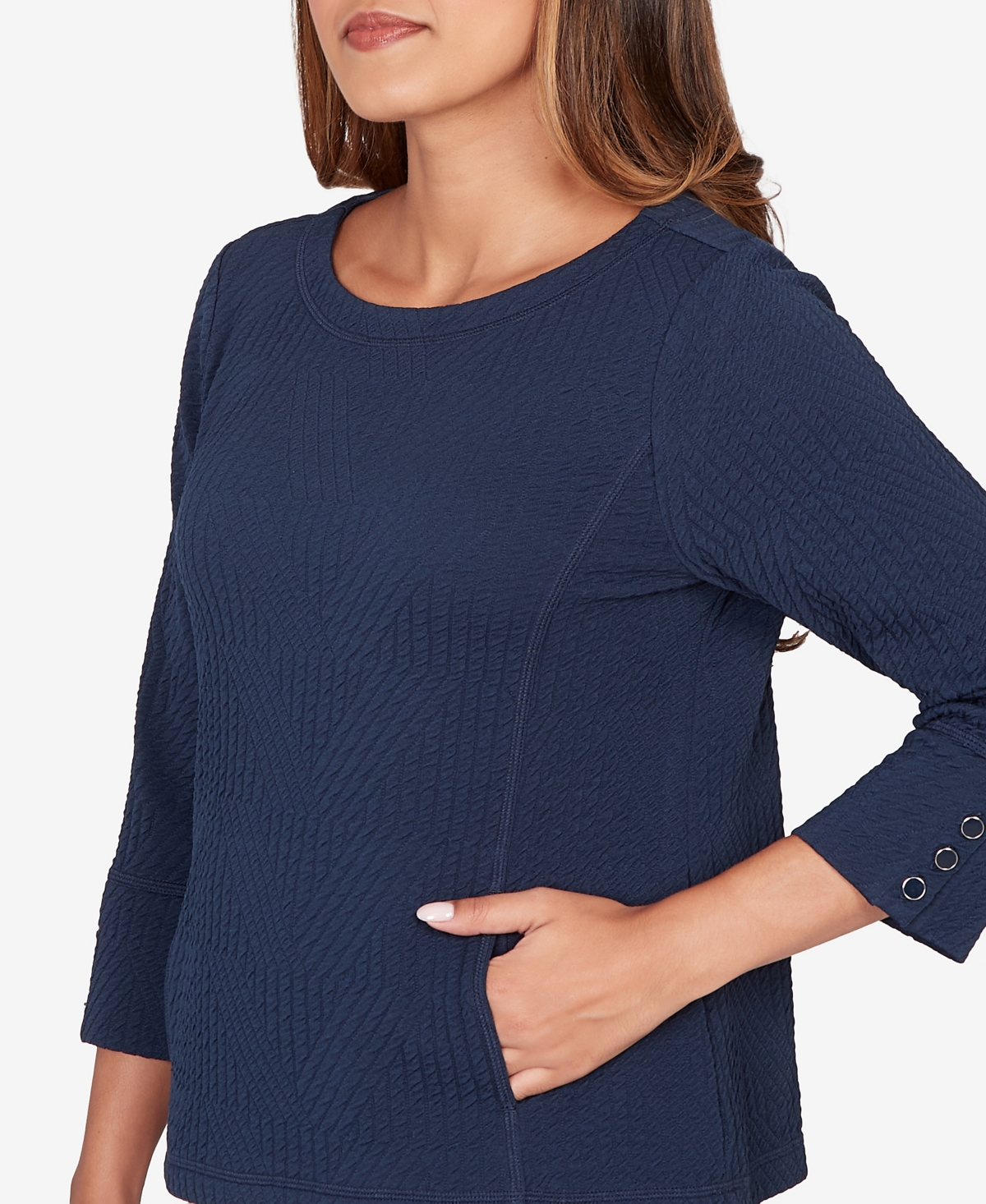 Ruby Rd. Petite Abstract Textured Pucker Knit Boxy Top