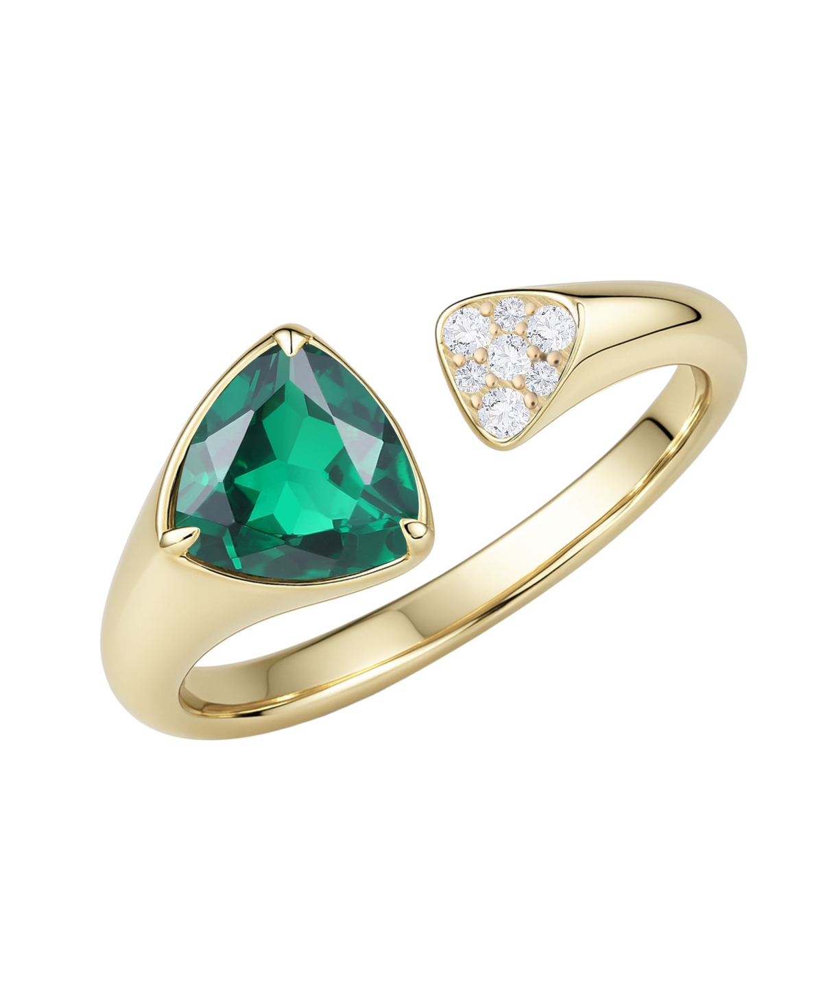 Macy's Lab-grown Emerald (1/2 Ct. T.w.) & White Sapphire (1/20 Ct. T.w.) Ring In 14k Gold Over Sterling Sil
