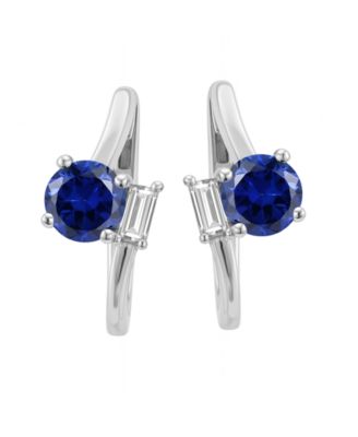 Lab-Grown Emerald (3/4 ct. t.w.) & White Sapphire (1/6 ct. t.w.) Earring in 14k Gold Over Sterling Silver (also in Ruby & Sapphire)