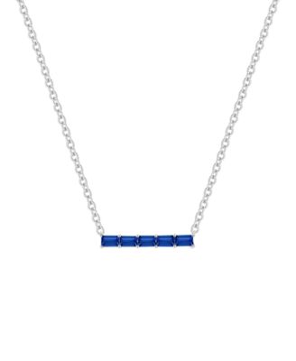 Macy's - Lab-Grown Sapphire (5/8 ct. t.w.) Necklace in Sterling Silver (also in Multi-Stone) Sapphire