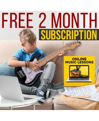 30" Kids Electric Guitar Kit with Amplifier, Accessory Pack - Black Gloss, PEGKT30