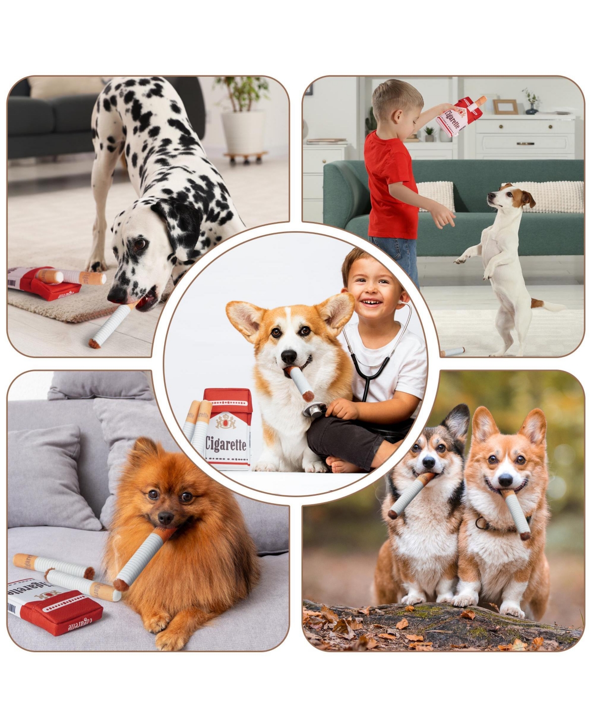 Nocciola 3 Packs Squeaky Puff Stick Toys with a Box,Funny Interactive Dog Toys