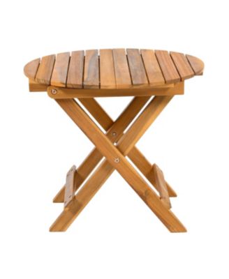 Foldable Acacia Wood End Table - Adjustable & Sturdy