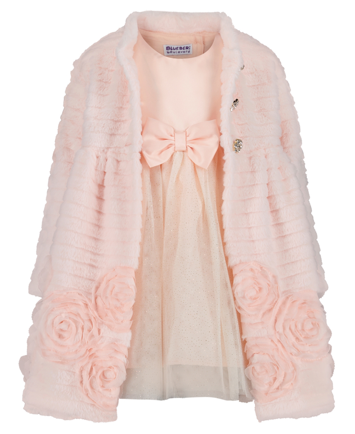 Blueberi Boulevard Baby Girls Fit and Flare Dress Long-Sleeve Coat, 2-Piece Set