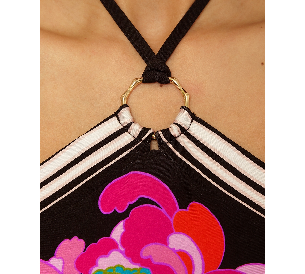 Trina Turk Women's Bougainvillea Reversible Halter Neck Tankini Top In Multi