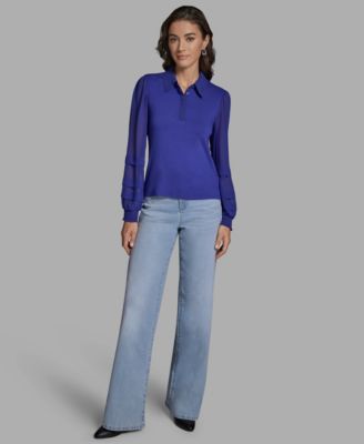 Women's Slim Fit Collared Button-Up Top