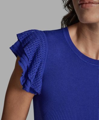 Women's Crewneck Ruffle Sleeve Sweater Top