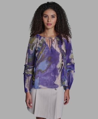 Women's Long-Sleeve Tie Detail Pull-On Top