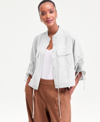 Women's 3/4 Sleeve Button Front Chambray Blouse