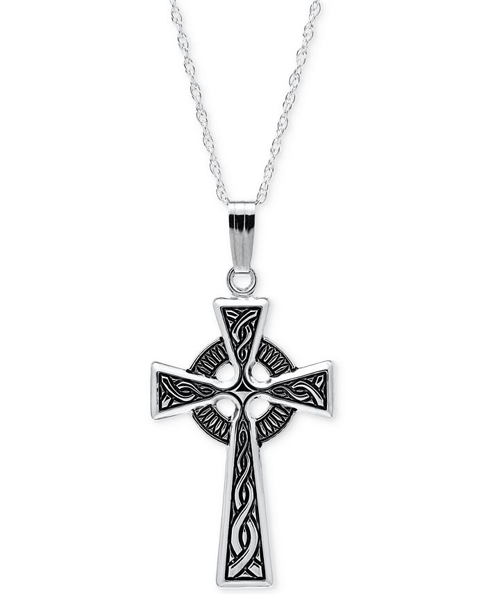 Macy's Embossed Celtic Cross Pendant Necklace with Antique Finish in ...